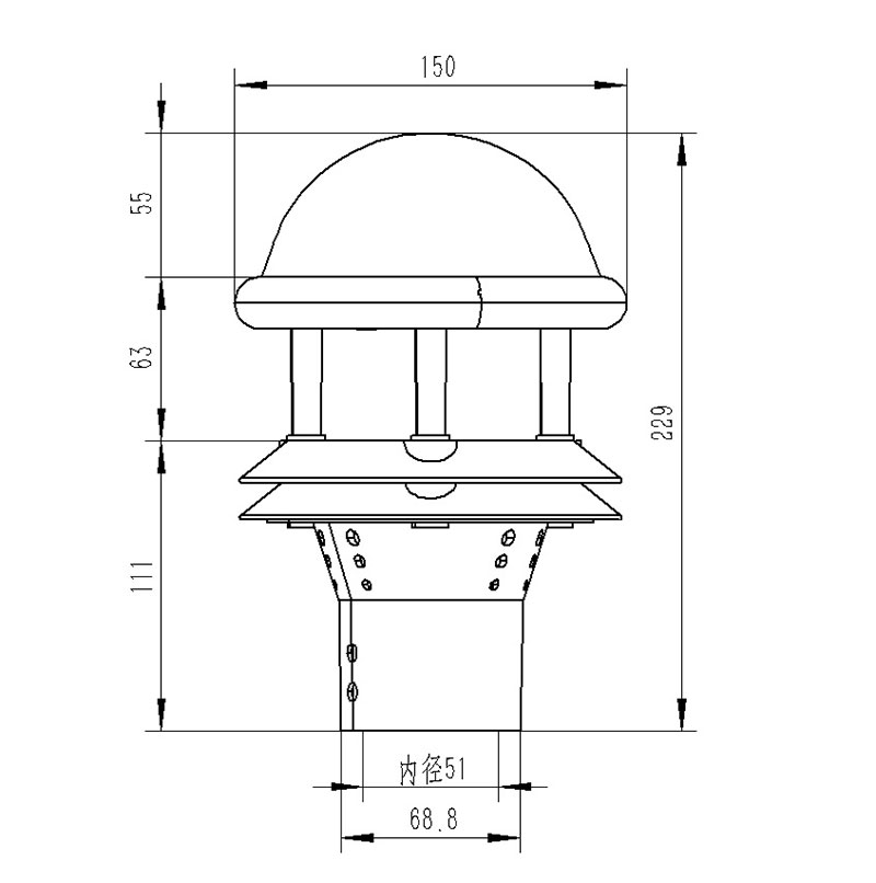 光學(xué)雨量傳感器廠家產(chǎn)品尺寸圖