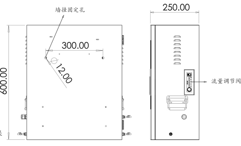 二次供水在線監(jiān)測設備側視圖